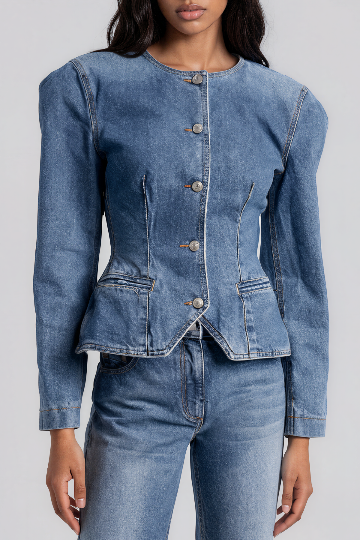 Ketaki Uzun Kollu Düğmeli Denim Ceket