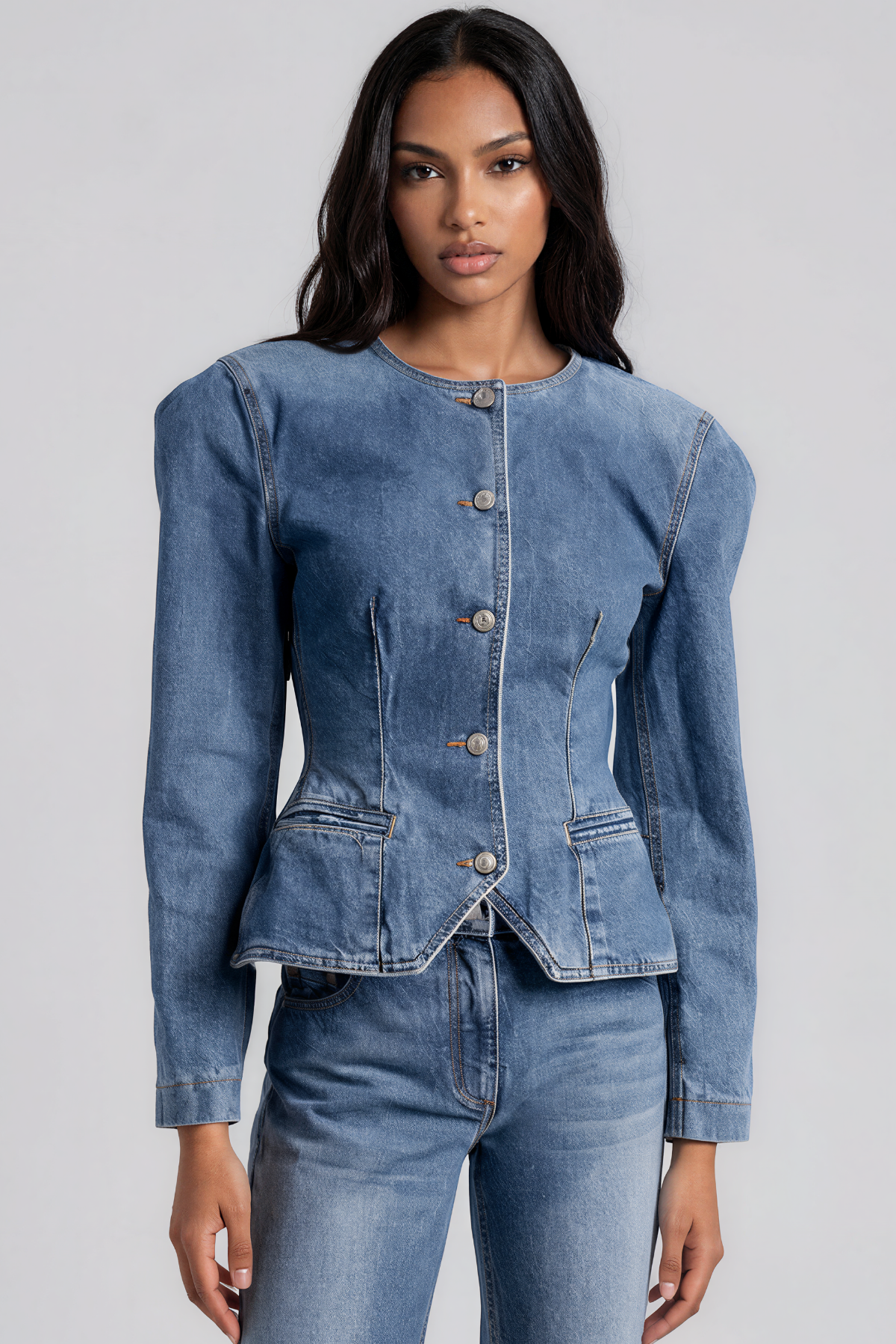 Ketaki Uzun Kollu Düğmeli Denim Ceket