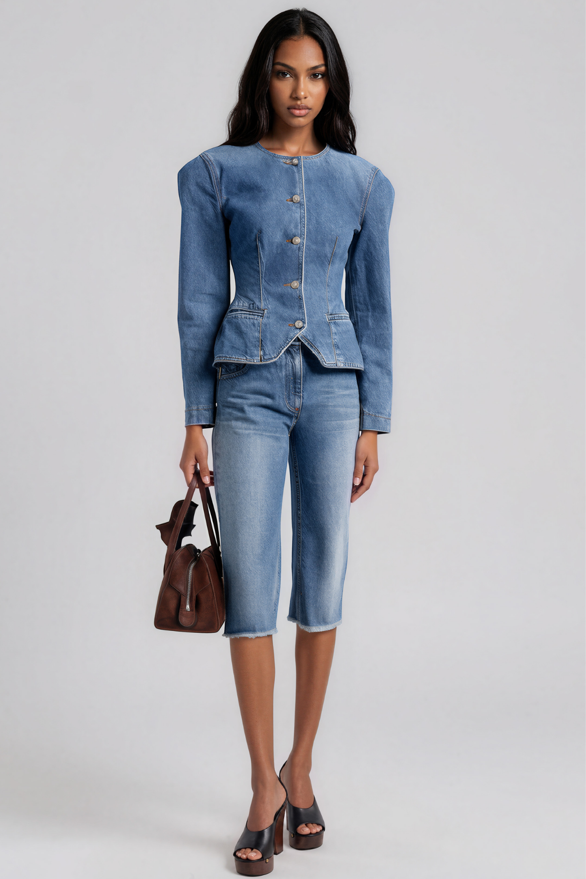 Ketaki Uzun Kollu Düğmeli Denim Ceket
