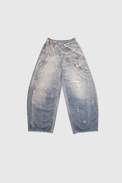 Khalon İnci Baskılı Jean Pantolon