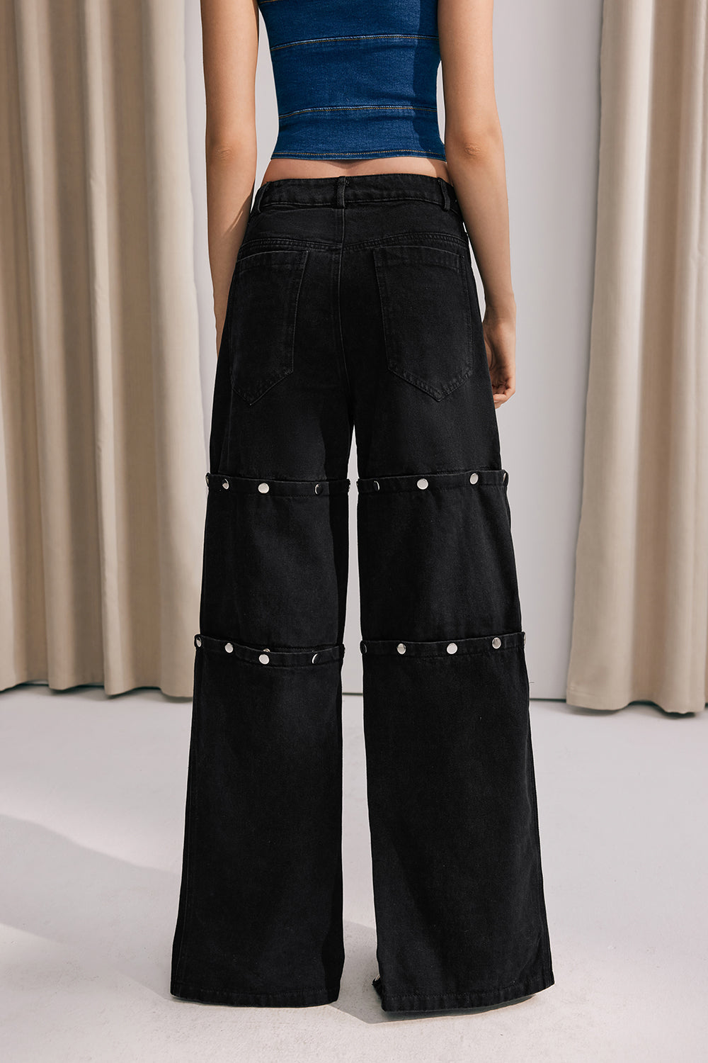 Luisa Düğme ve Patchwork Detaylı Jean Pantolon