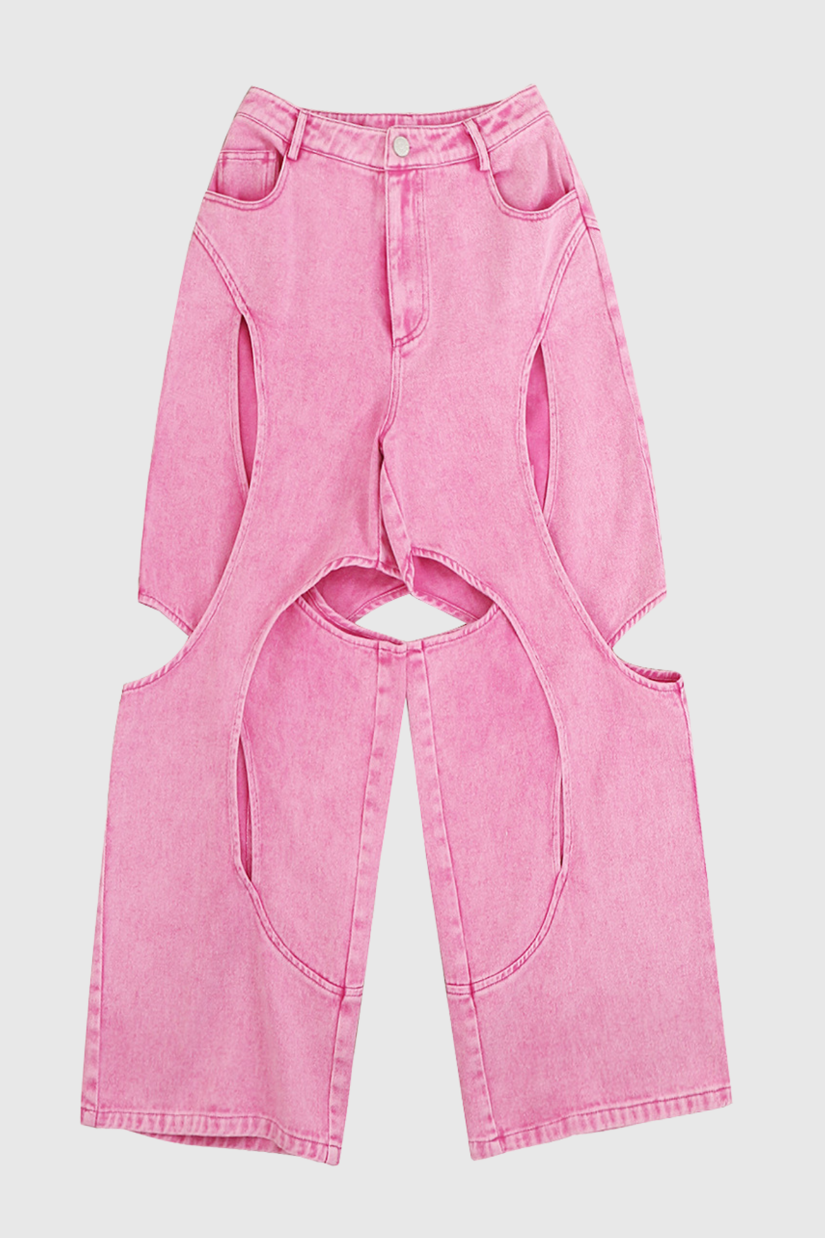 Lyric Oyuk Haç Detaylı Pembe Jean Pantolon
