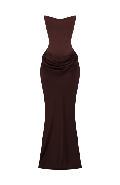 Maggie Maxi Elbise - Mürdüm Kahve