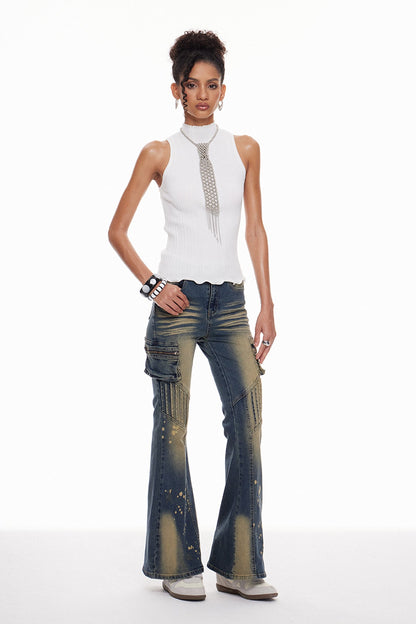 Macha Ağartılmış Bootcut Jean Pantolon