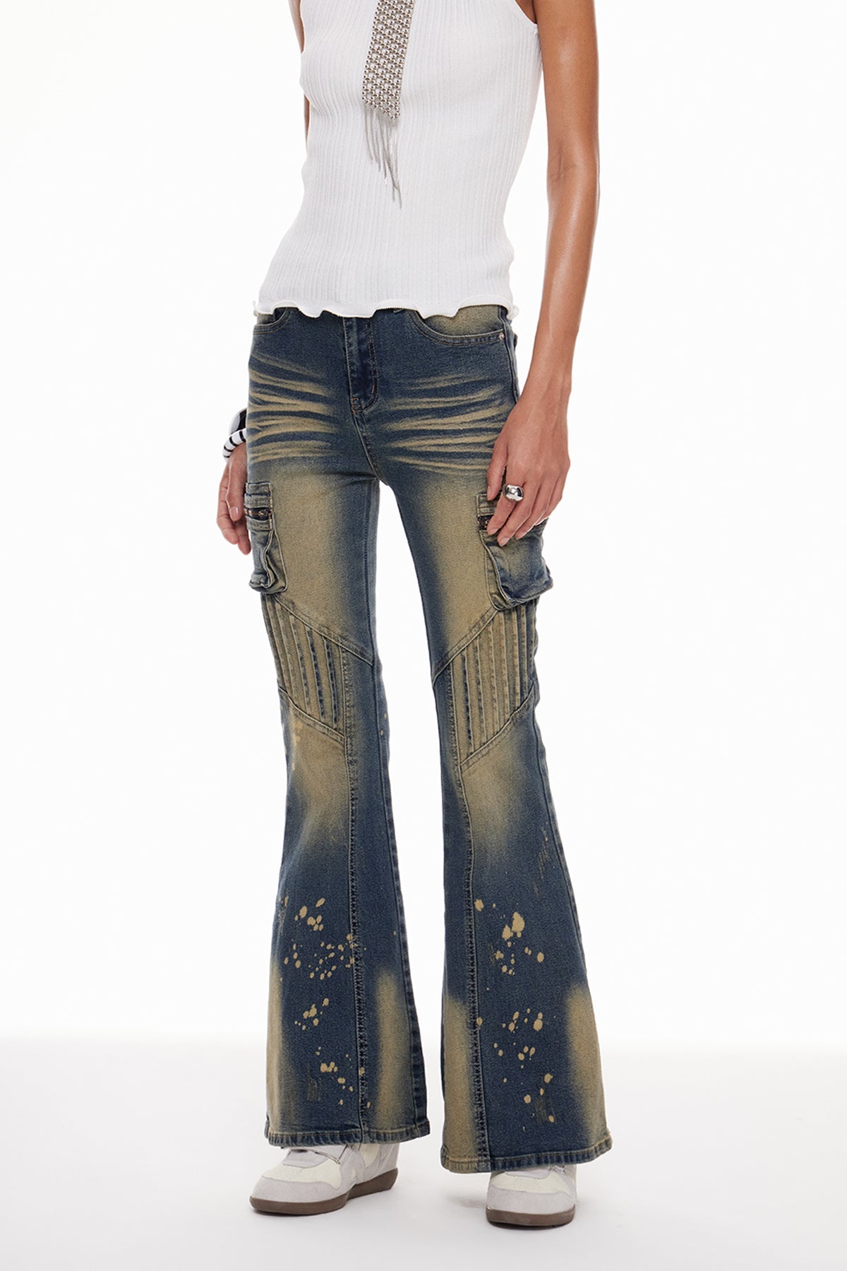 Macha Ağartılmış Bootcut Jean Pantolon