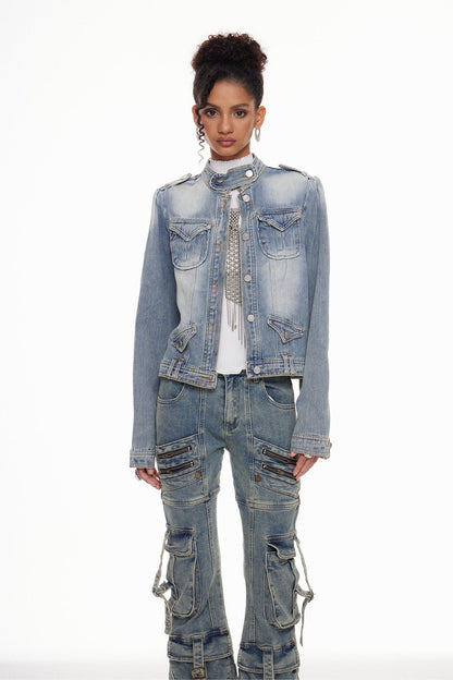 Machalat Ağartılmış Denim Ceket