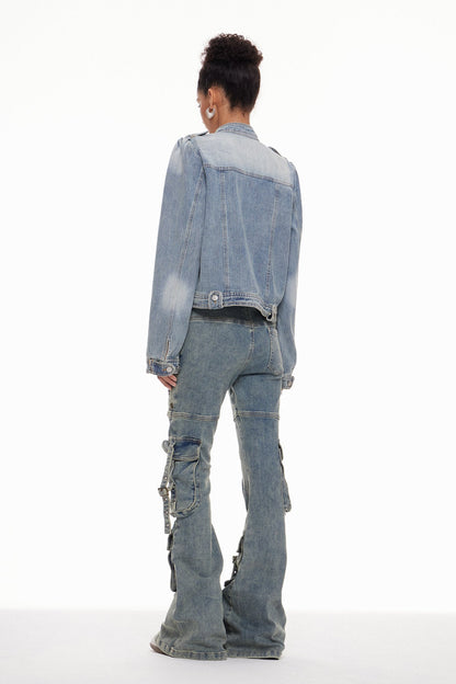 Machalat Ağartılmış Denim Ceket