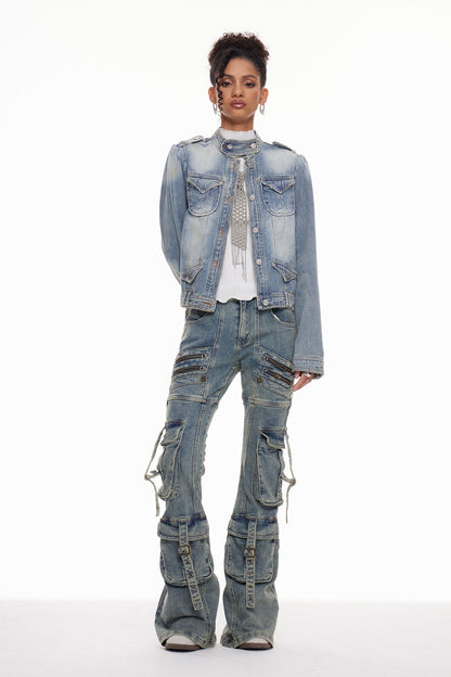 Machalat Ağartılmış Denim Ceket