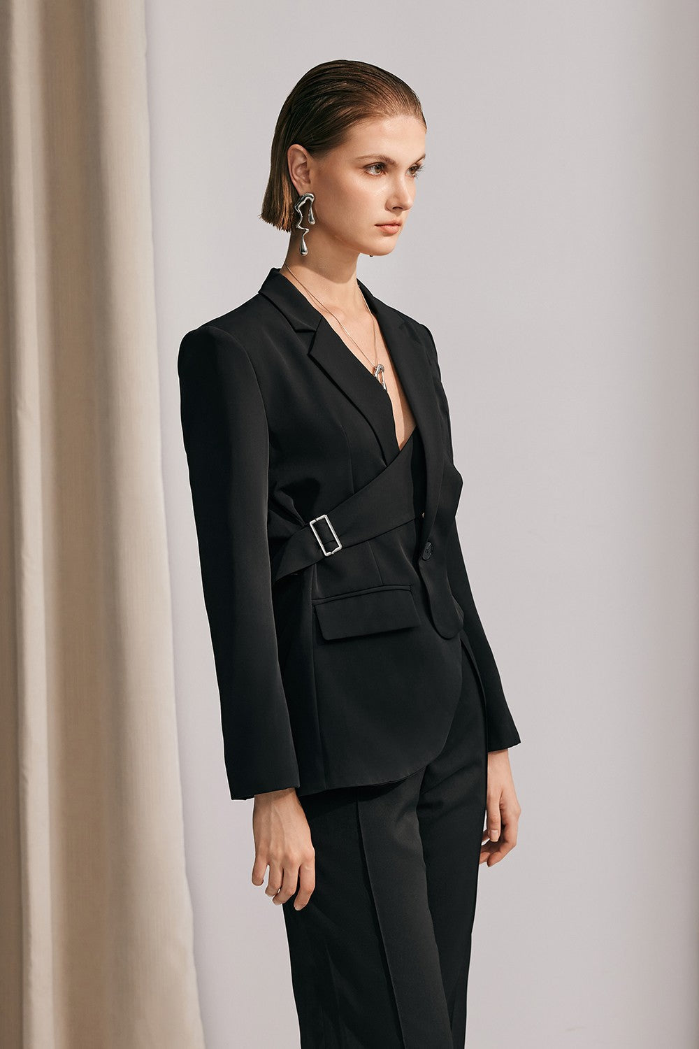 Morgan Siyah Asimetrik Kesim Blazer