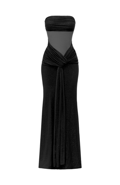 Paula Maxi Elbise - Işıltılı Siyah