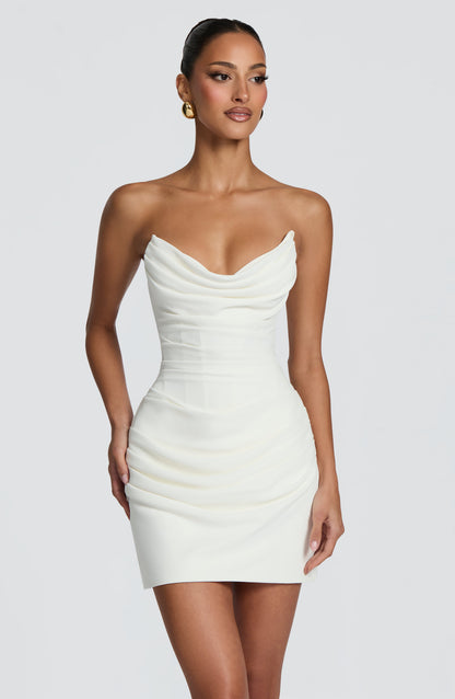 Lauren Mini Elbise - Fildişi