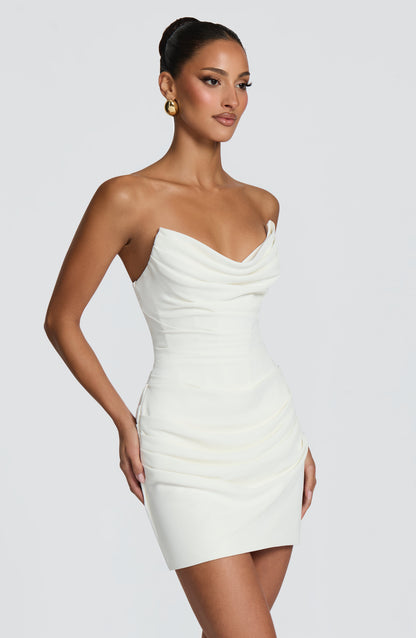 Lauren Mini Elbise - Fildişi