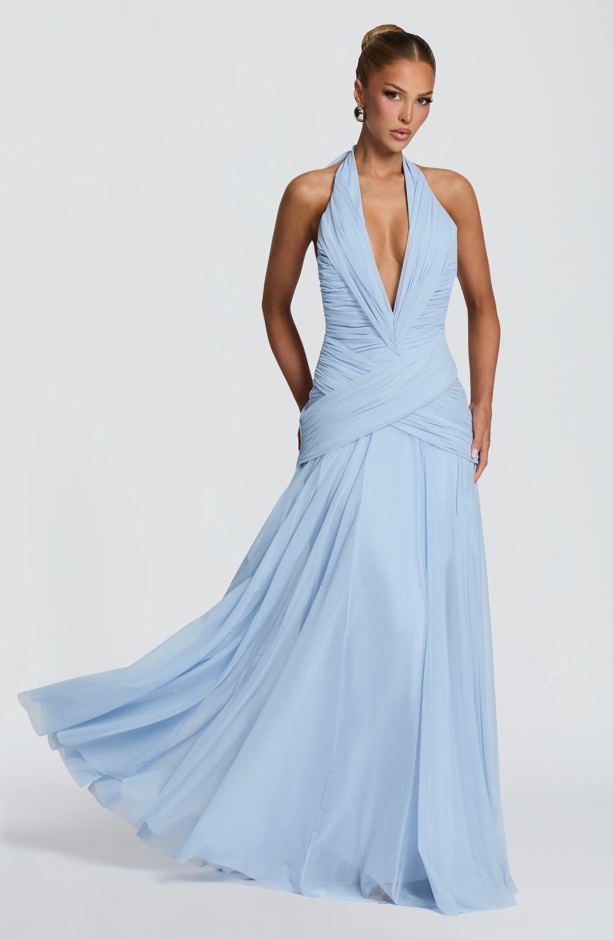 Cleo Maxi Elbise - Buz Mavisi
