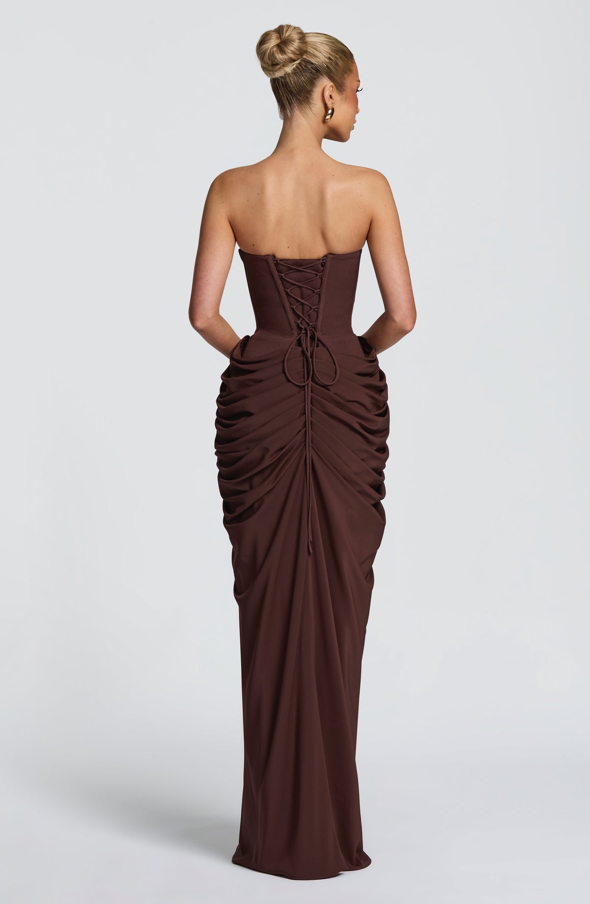 Noura Maxi Elbise - Mürdüm Kahve