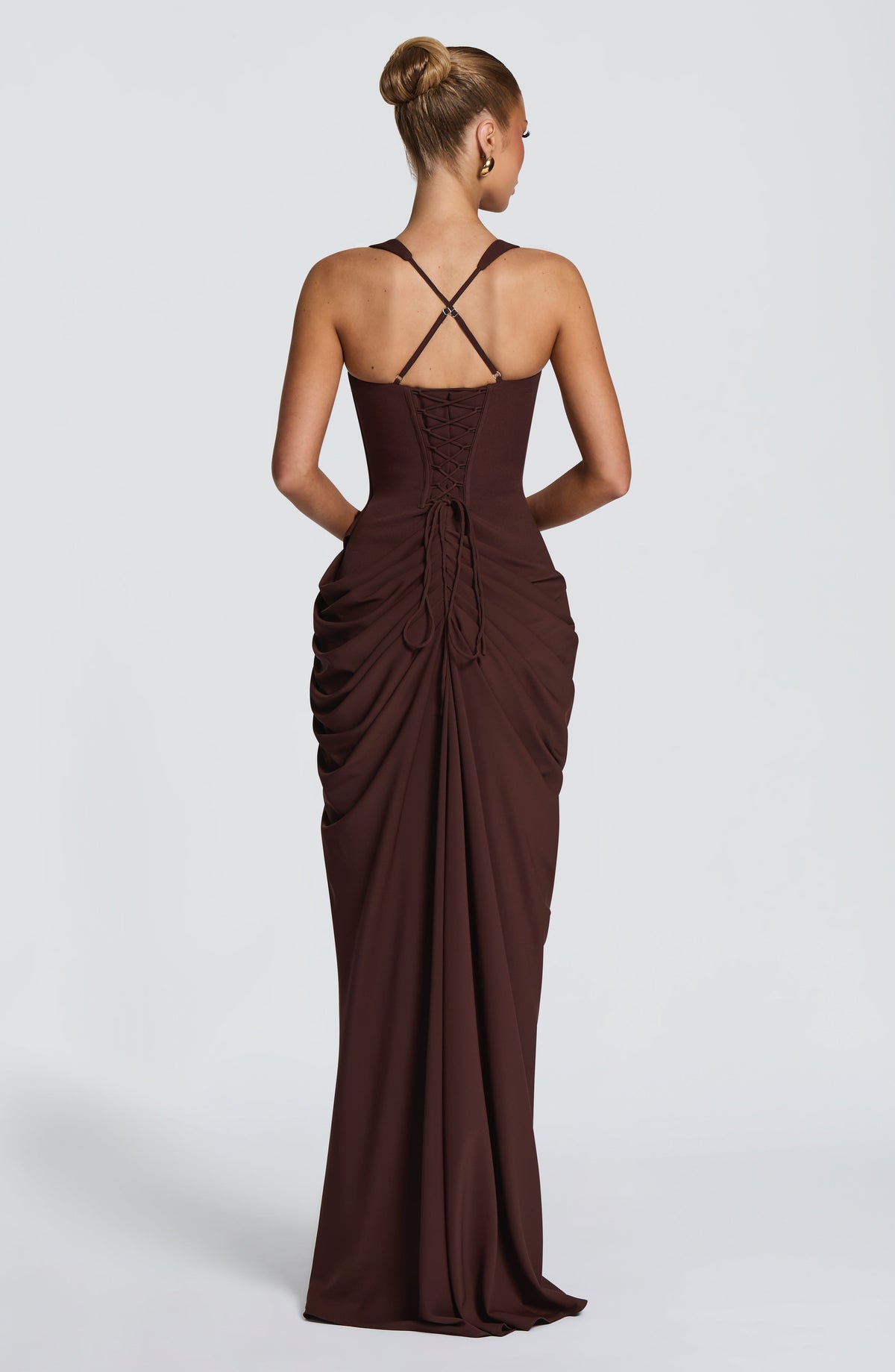 Elara Maxi Elbise - Mürdüm Kahve