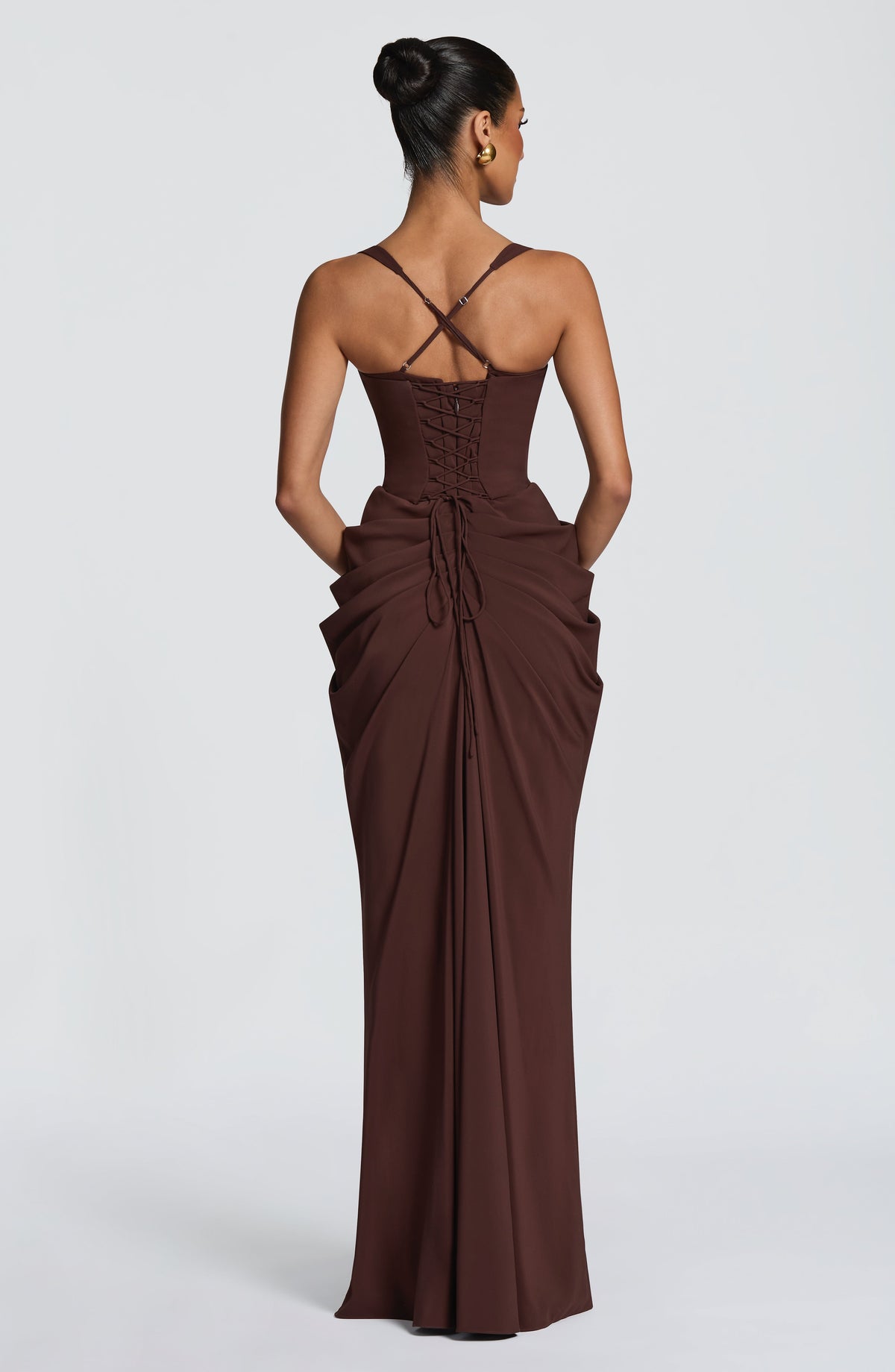Lucille Maxi Elbise - Mürdüm Kahve