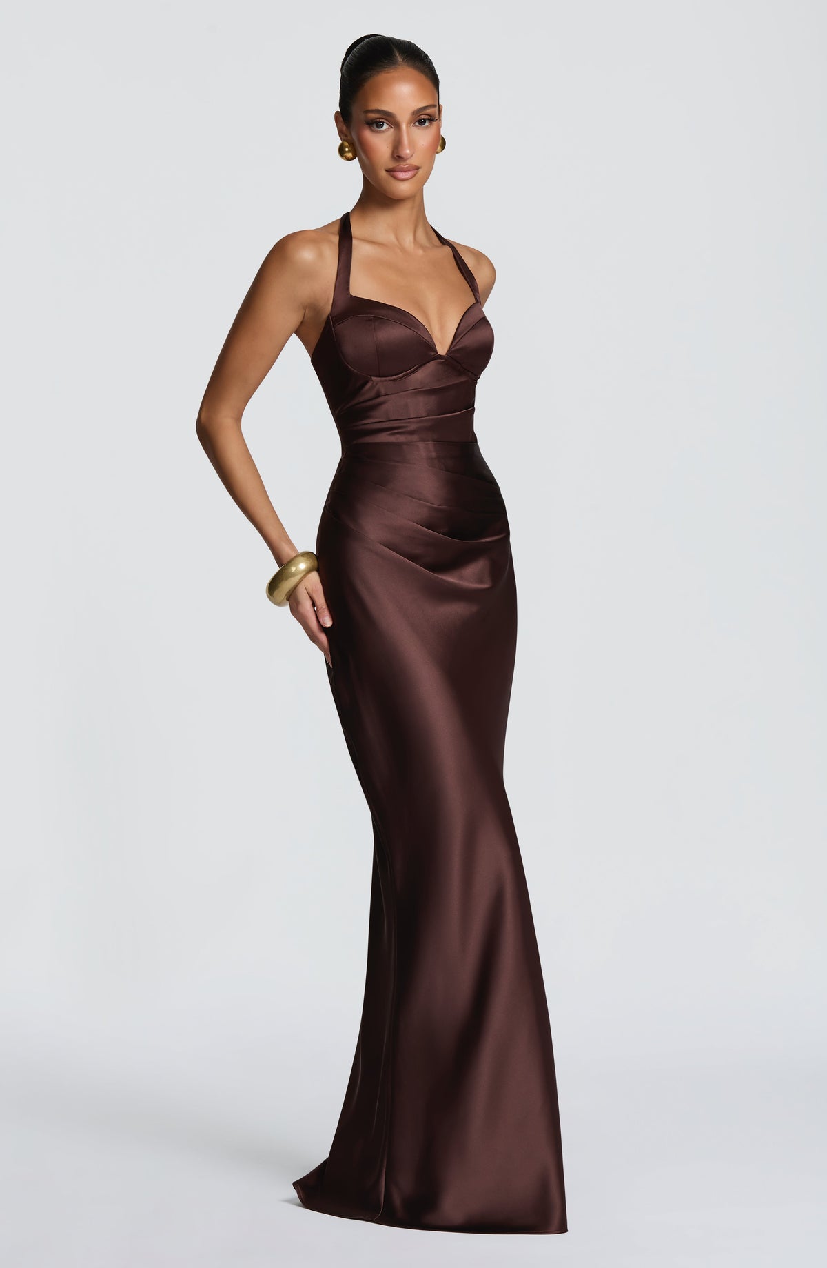 Ophelia Maxi Elbise - Mürdüm Kahve