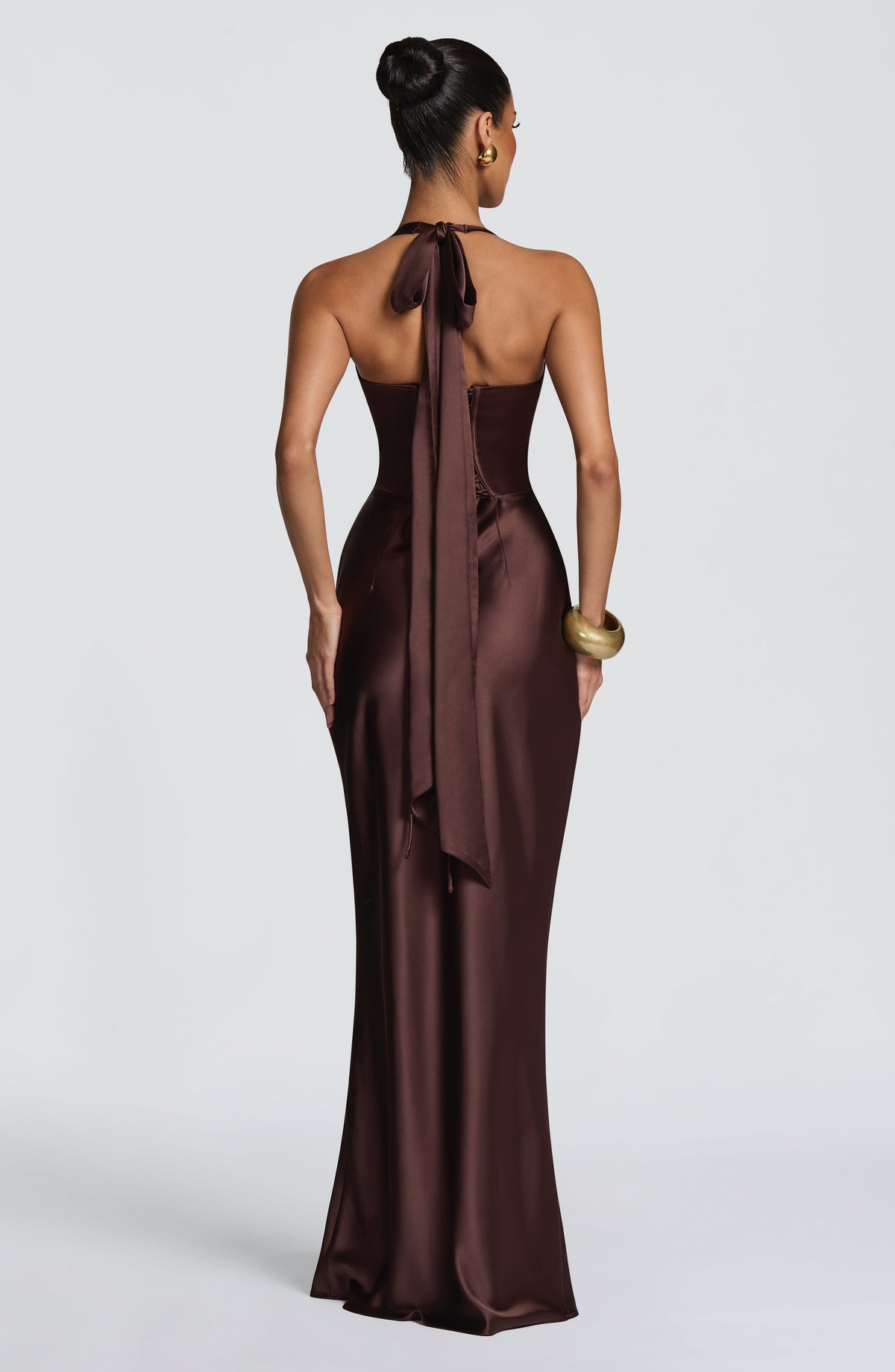 Ophelia Maxi Elbise - Mürdüm Kahve