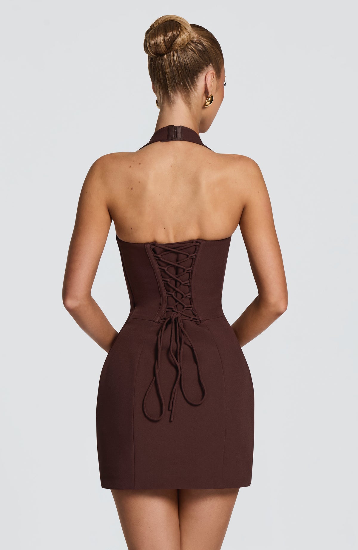 Charlotte Mini Elbise - Mürdüm Kahve