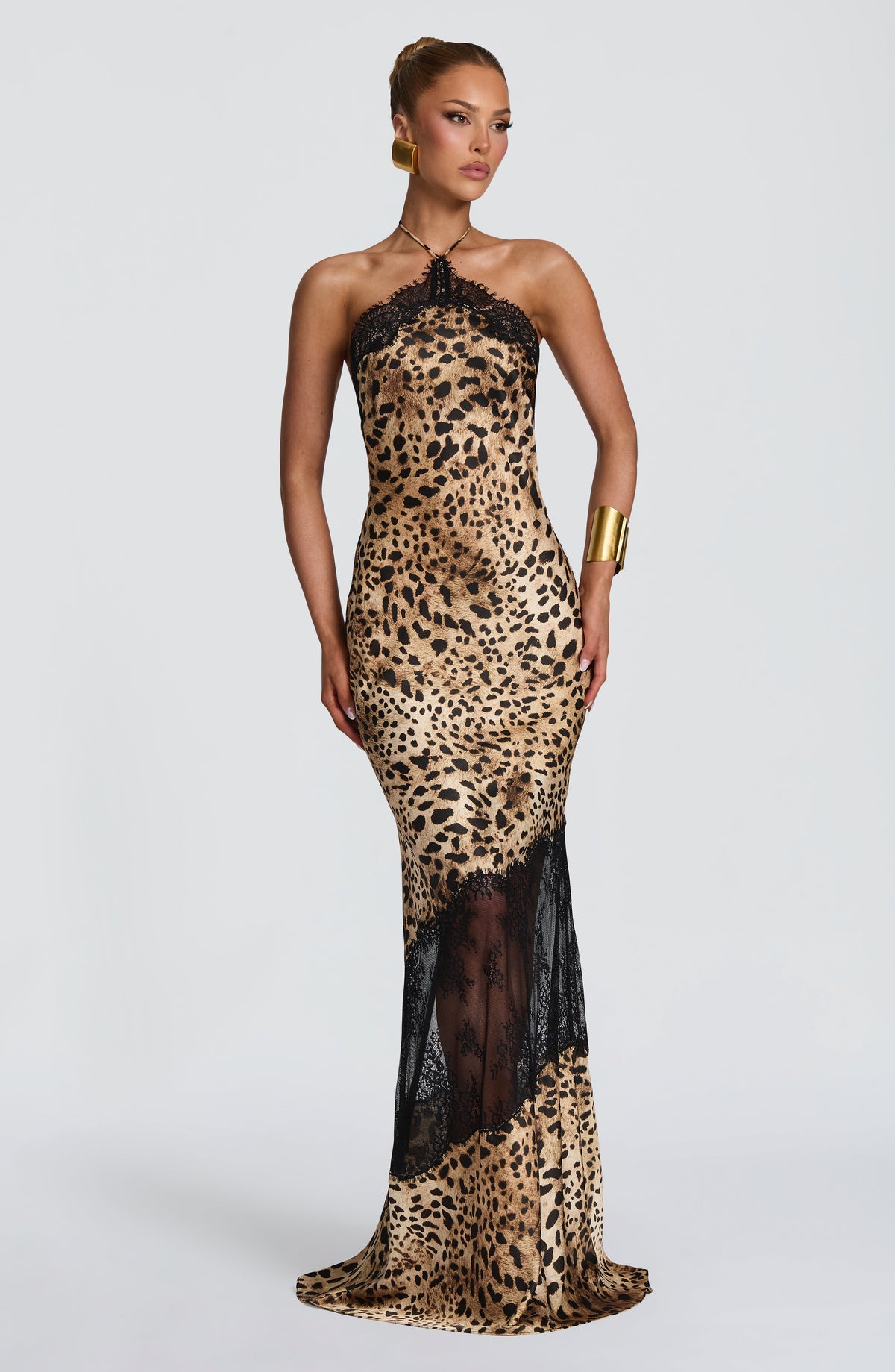 Agnetha Maxi Elbise - Leopar Desenli