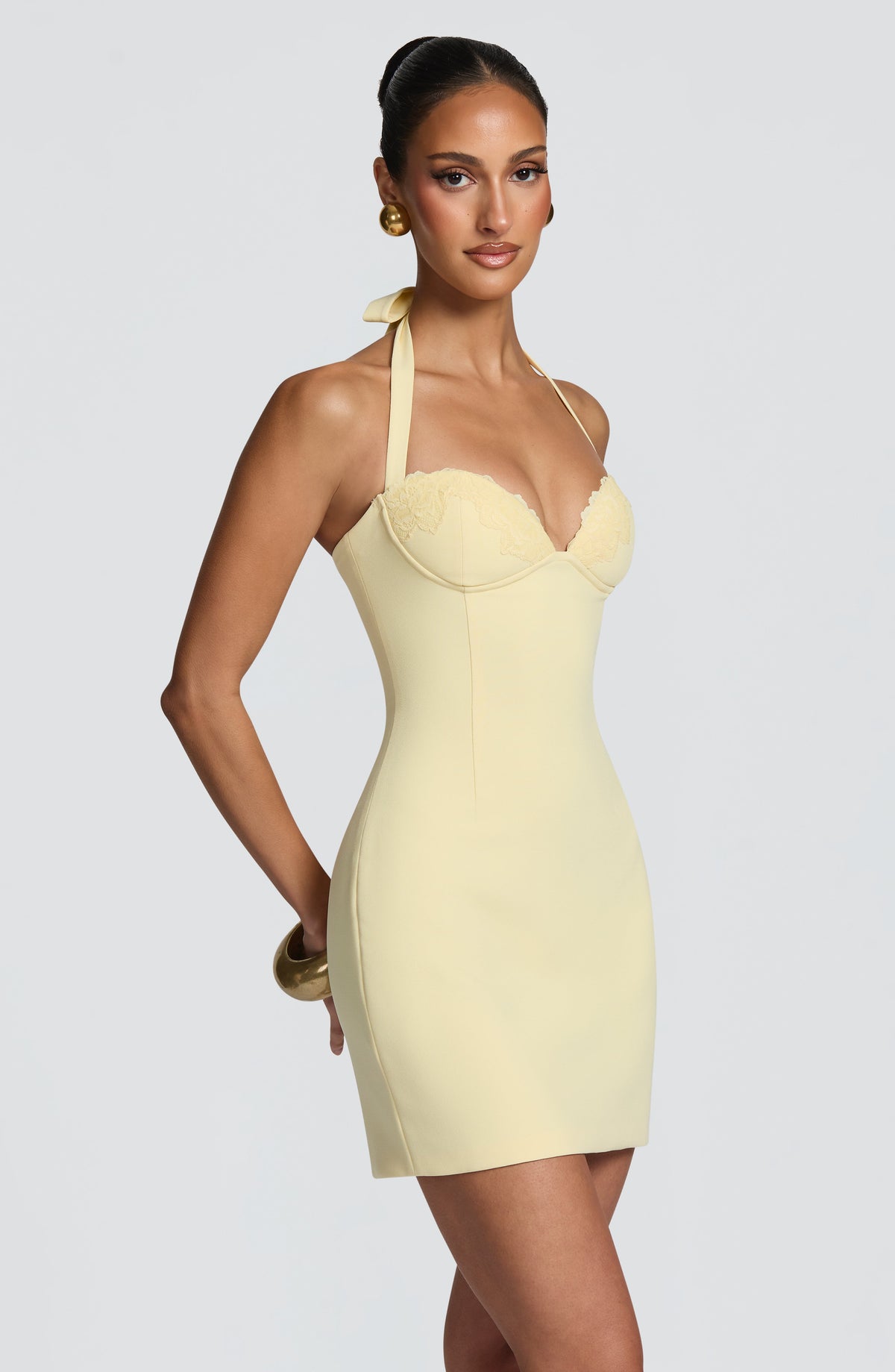 Cassia Mini Elbise - Limon Sarısı