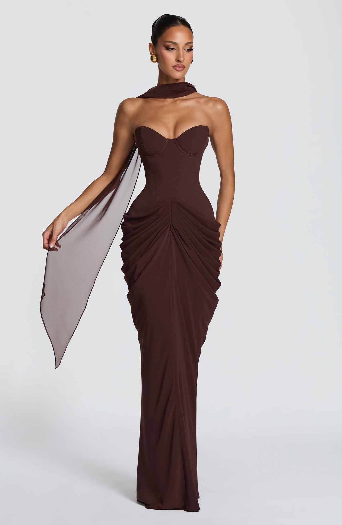 Chiara Maxi Elbise - Mürdüm Kahve