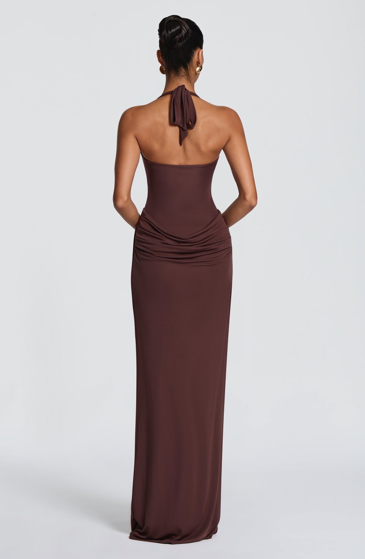 Sharona Maxi Elbise - Mürdüm Kahve