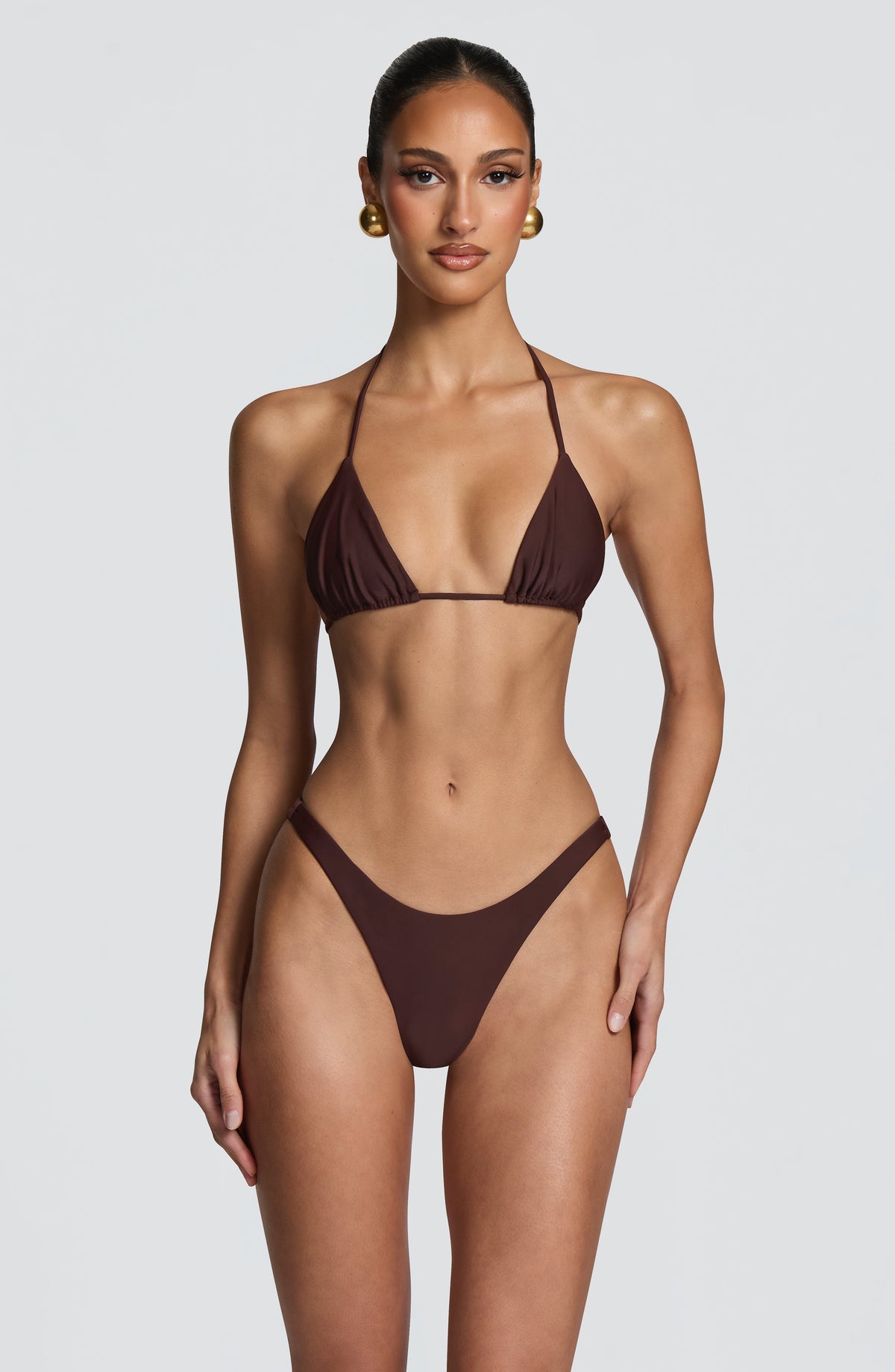 Suki Üçgen Bikini Üstü - Mürdüm Kahve