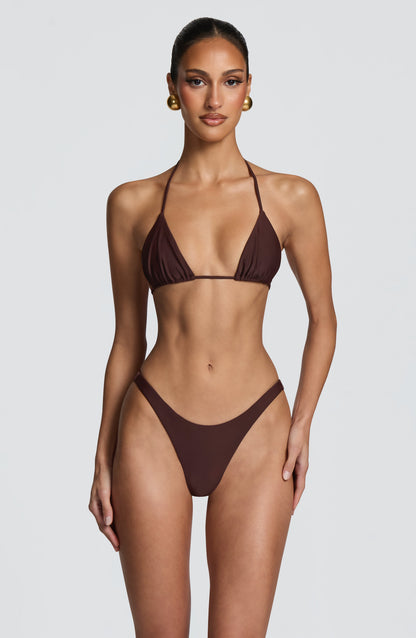 Suki Üçgen Bikini Üstü - Mürdüm Kahve
