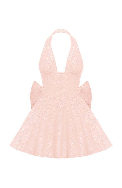 Talara Mini Elbise - Pudra