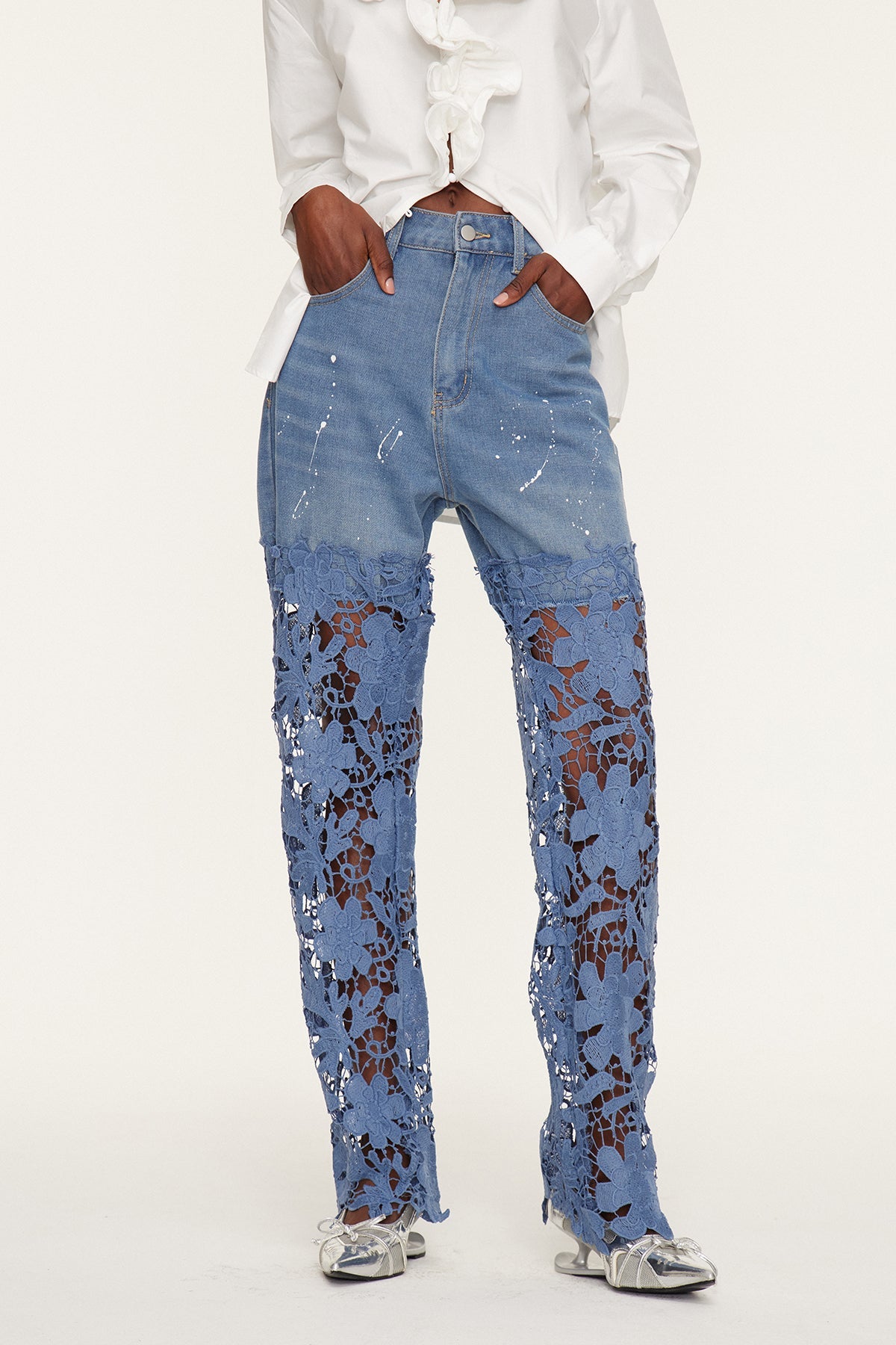 Veda Dantel Detaylı Jean Pantolon
