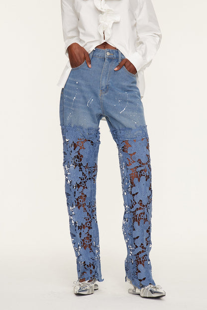 Veda Dantel Detaylı Jean Pantolon