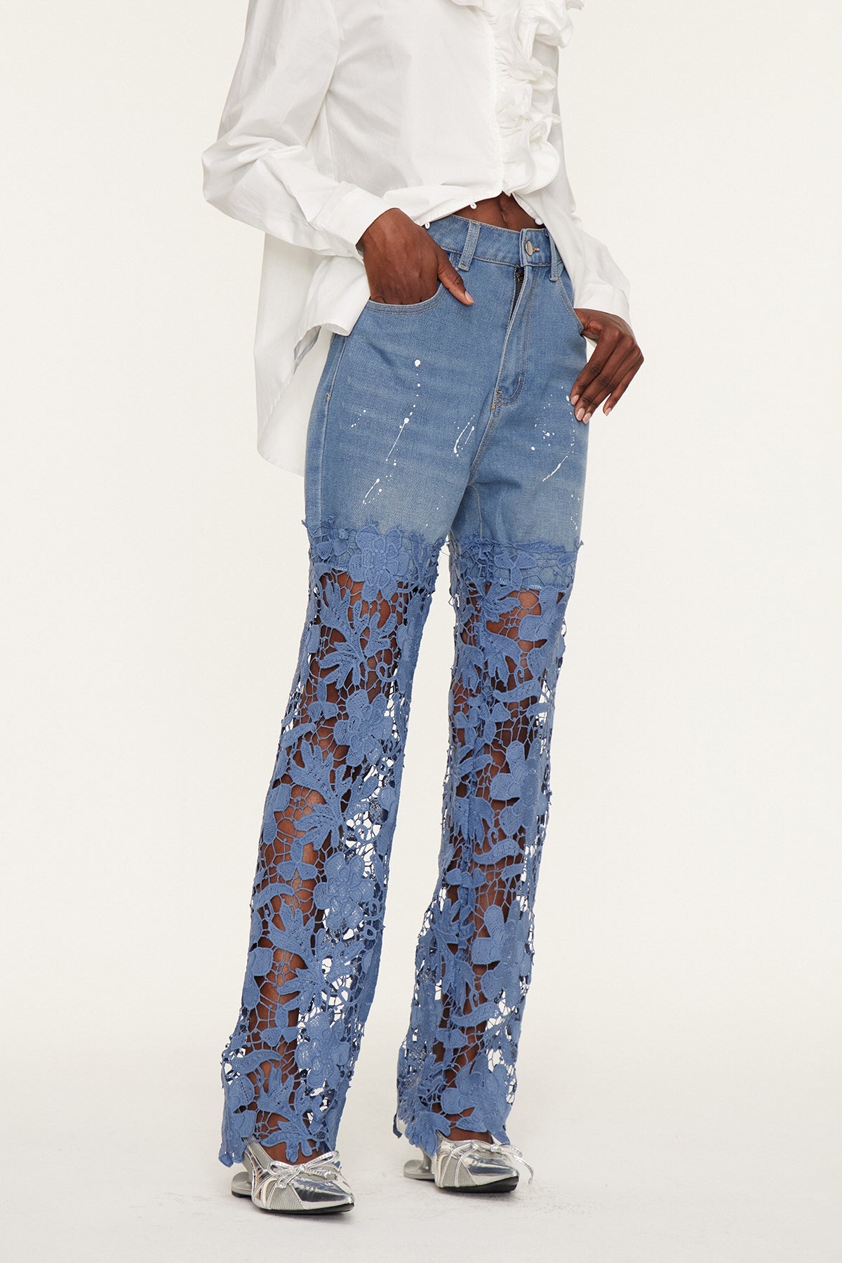 Veda Dantel Detaylı Jean Pantolon