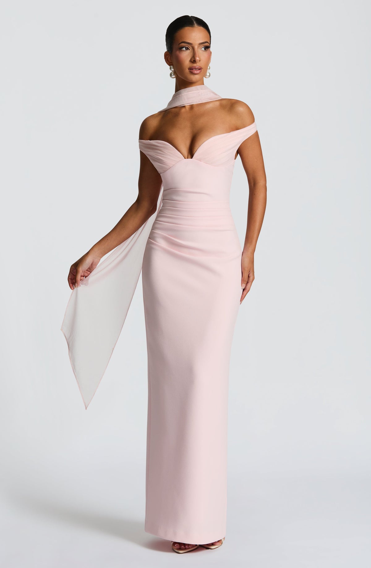 Abigail Maxi Elbise - Pudra