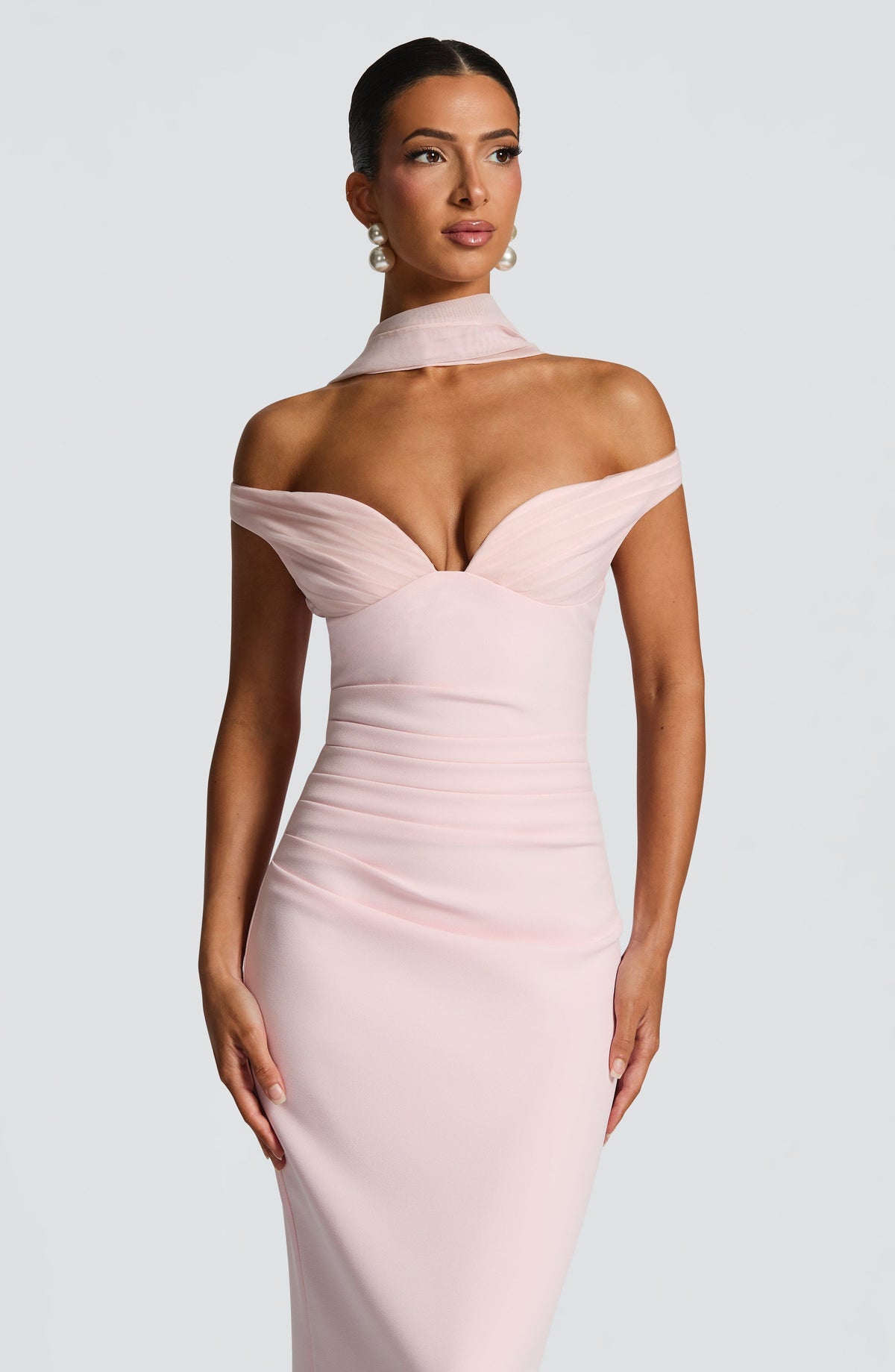Abigail Maxi Elbise - Pudra