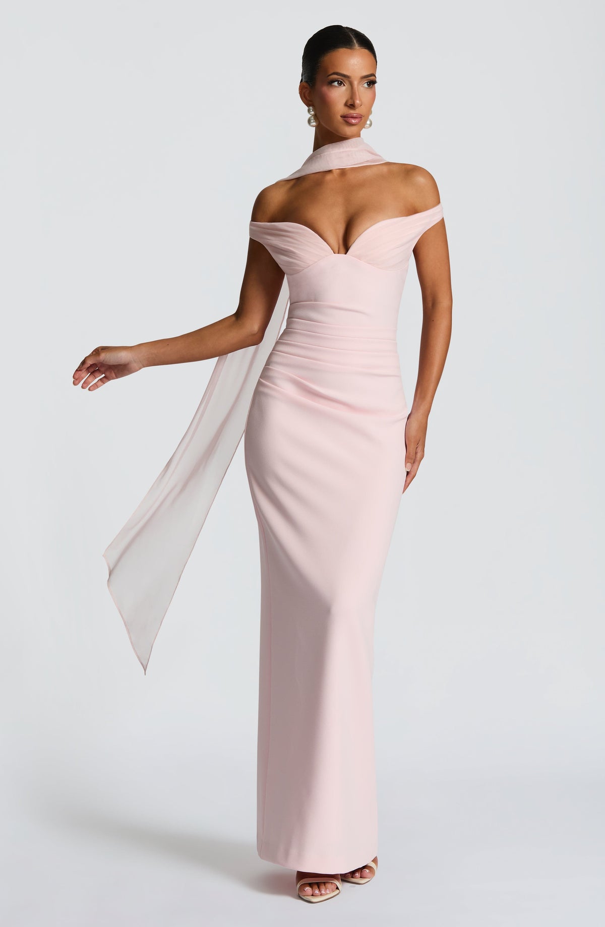 Abigail Maxi Elbise - Pudra