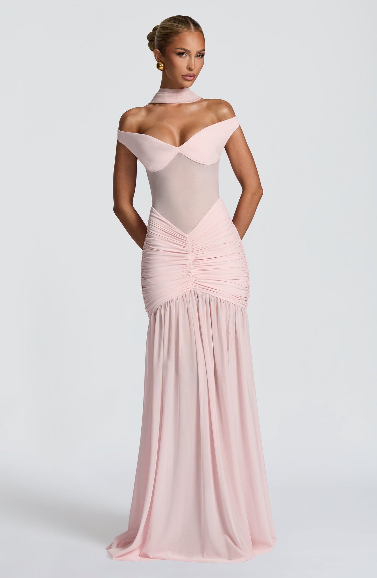 Alaia Maxi Elbise - Pudra