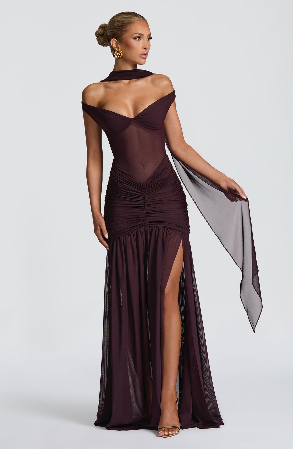 Alaia Maxi Elbise - Mürdüm