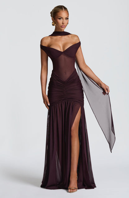 Alaia Maxi Elbise - Mürdüm
