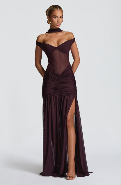 Alaia Maxi Elbise - Mürdüm