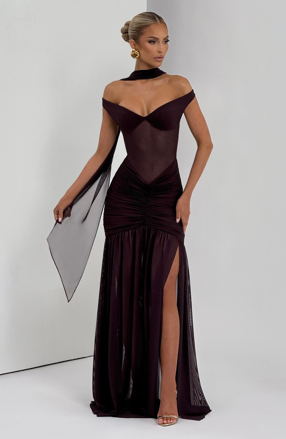 Alaia Maxi Elbise - Mürdüm