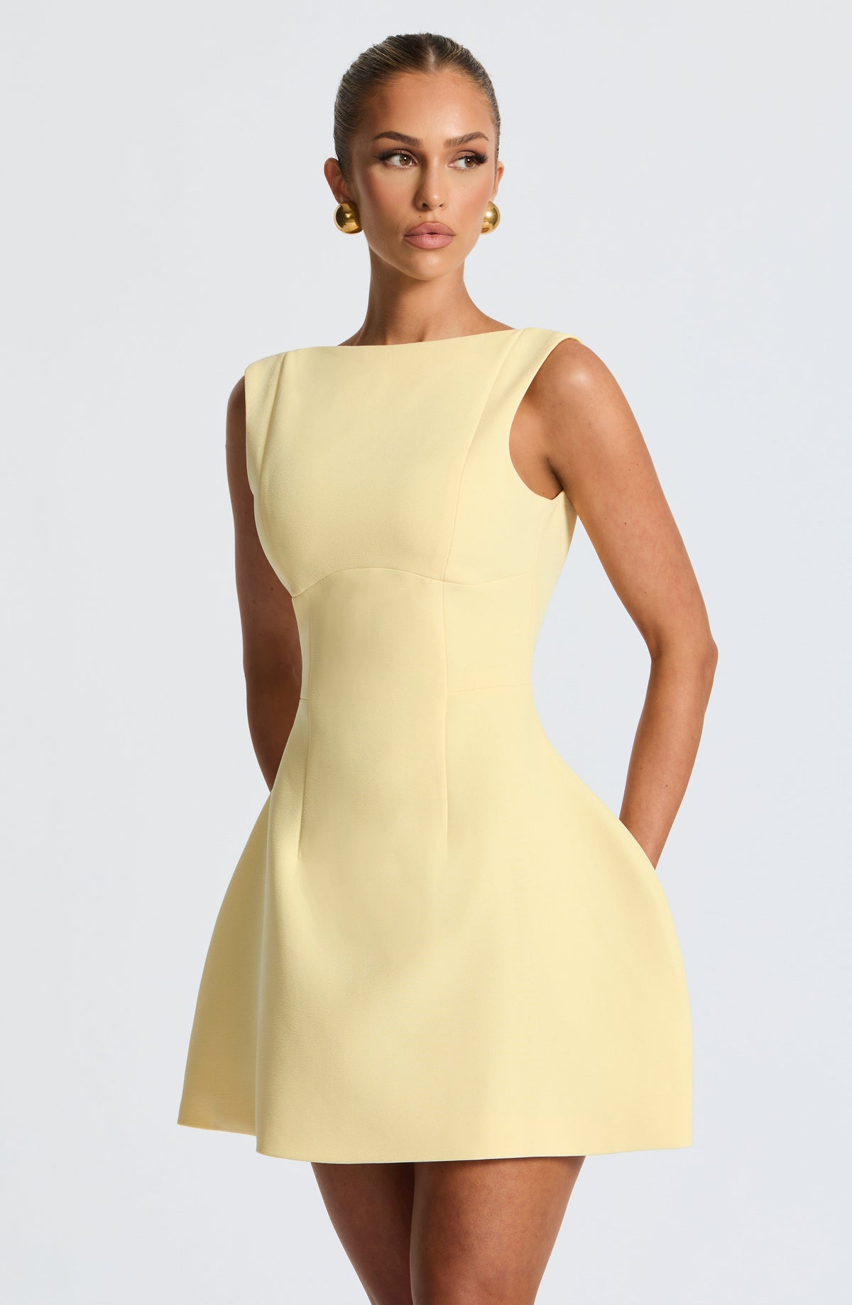 Alana Mini Elbise - Limon Sarısı