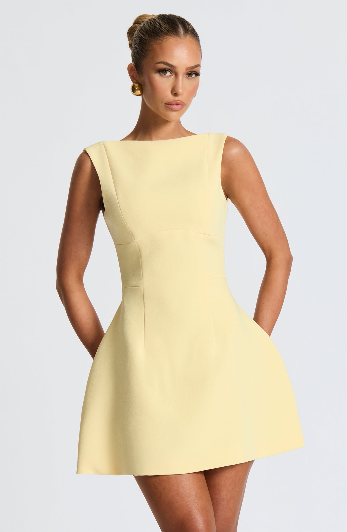 Alana Mini Elbise - Limon Sarısı