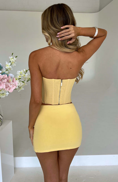 Alina Mini Etek - Limon Sarısı