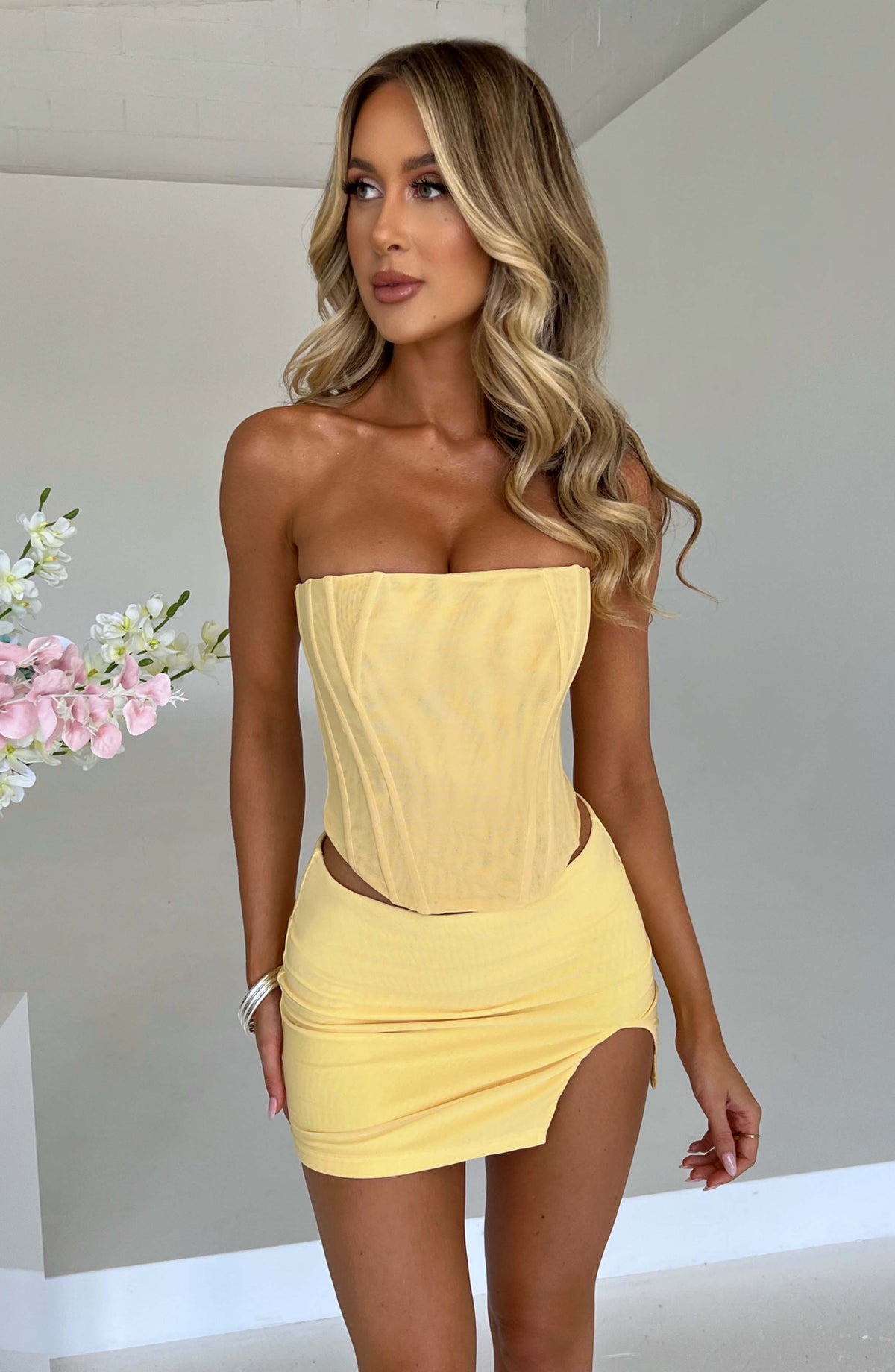 Alina Mini Etek - Limon Sarısı