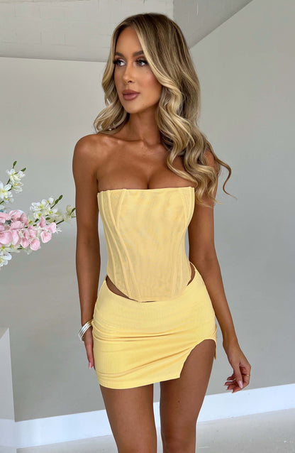 Alina Mini Etek - Limon Sarısı