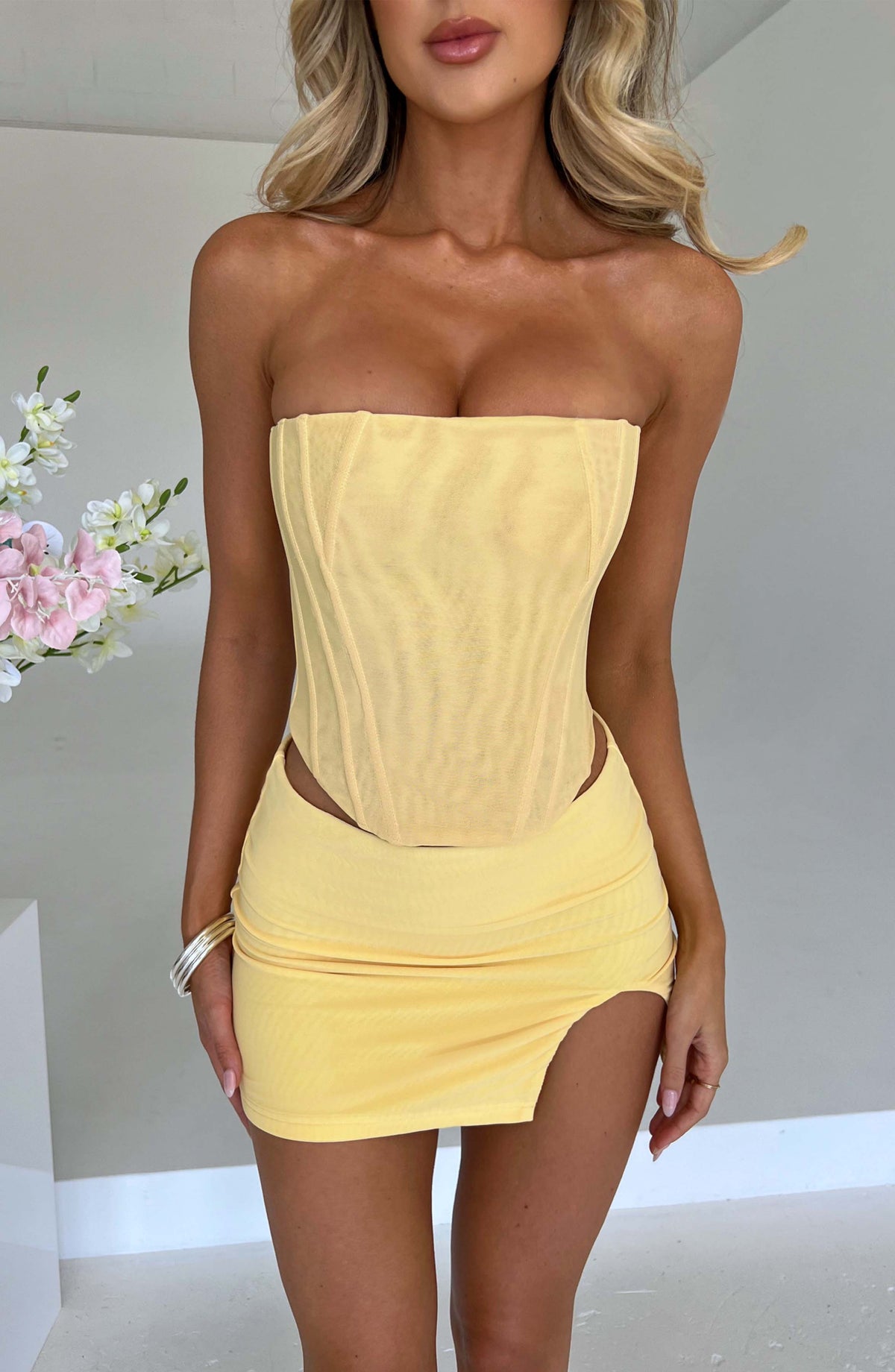 Alina Mini Etek - Limon Sarısı