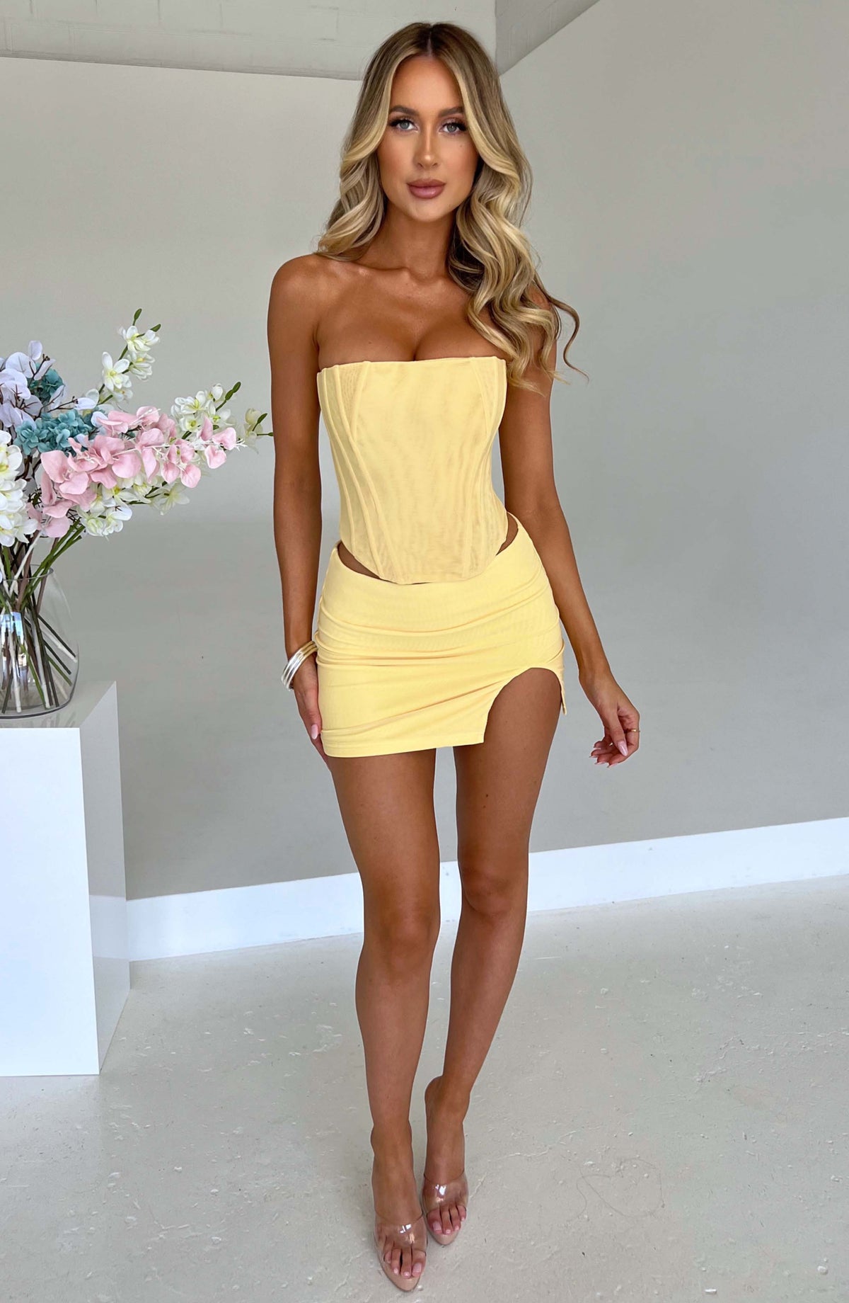 Alina Mini Etek - Limon Sarısı