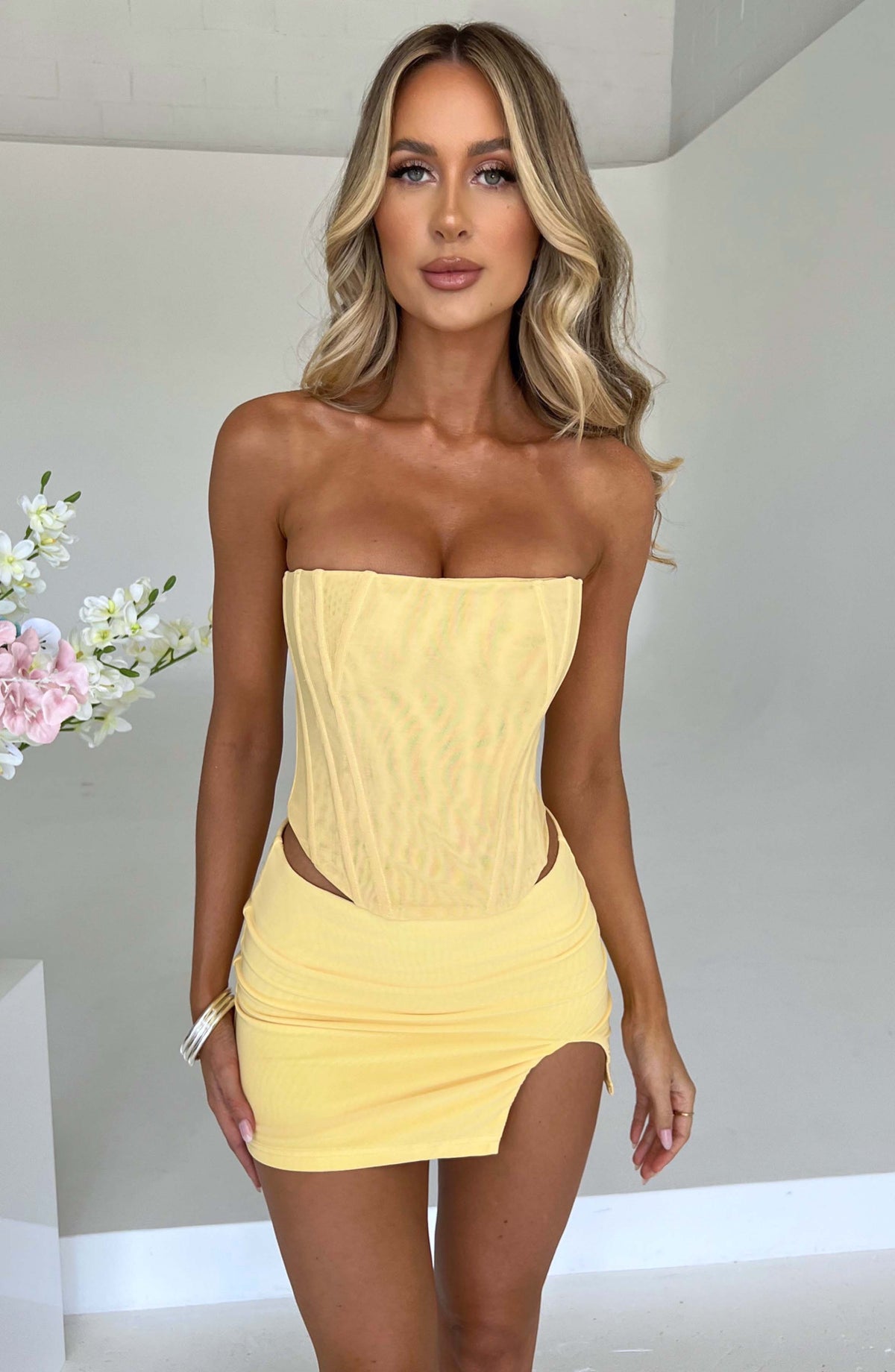 Alina Mini Etek - Limon Sarısı