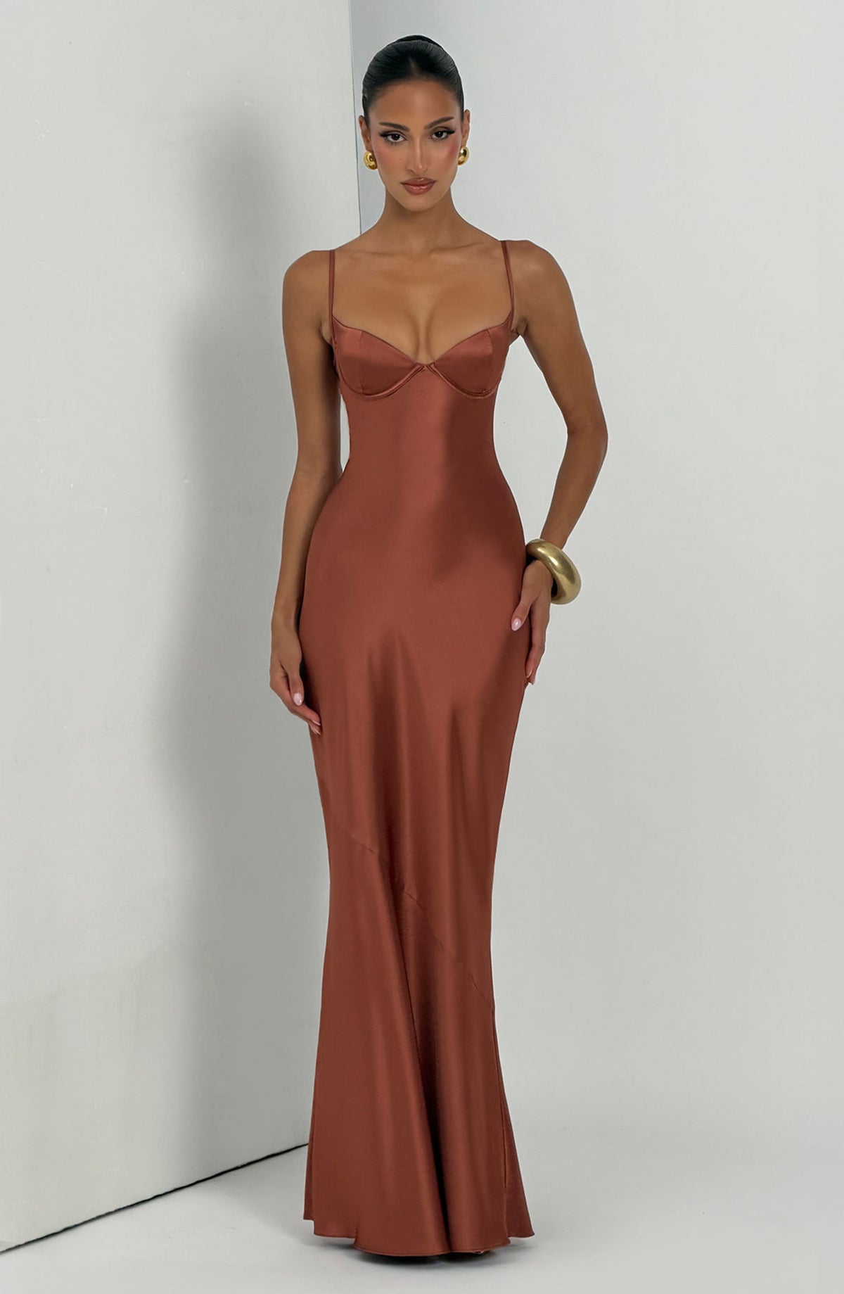 Amorette Maxi Elbise - Kiremit